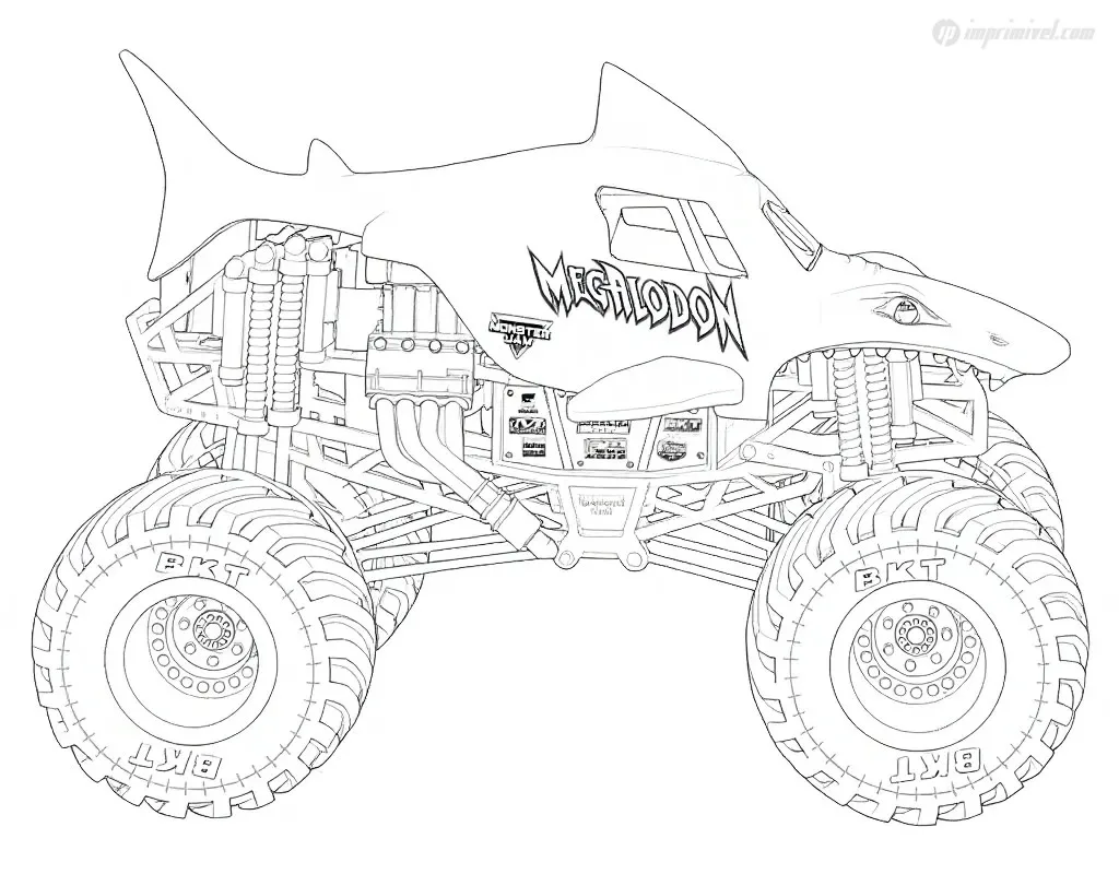 Monster Jam Megalodon zum Ausdrucken und Ausmalen
