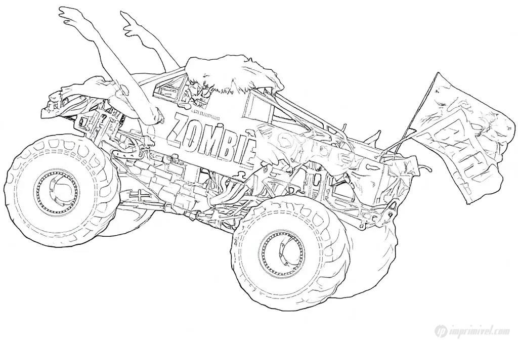 Monster Jam Zombie para Imprimir e Colorir