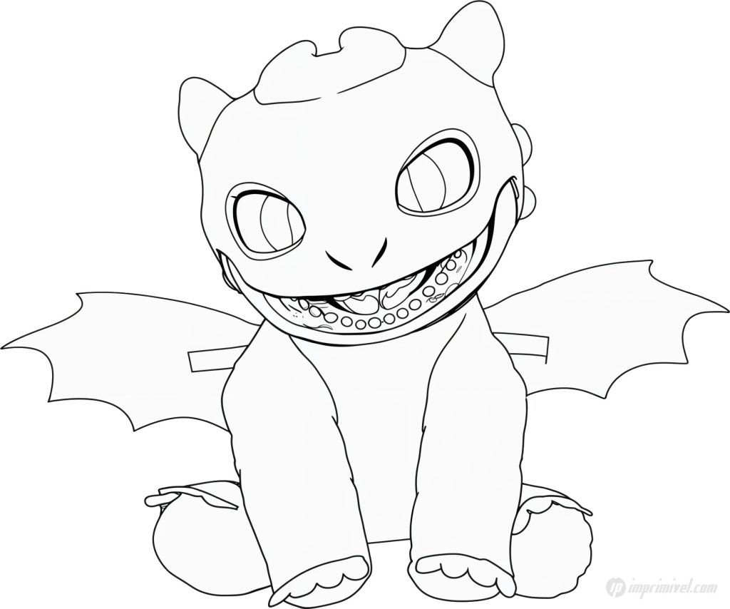 Toothless Dragon Coloring Page to Print and Color
