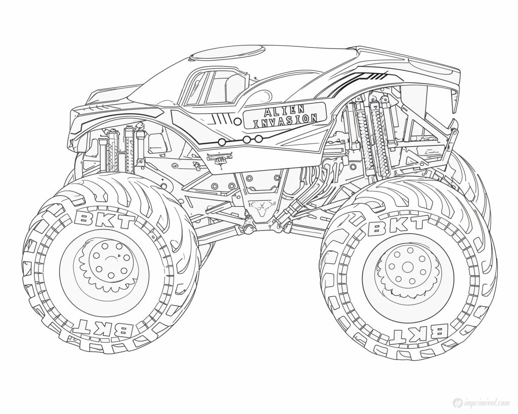 Dessin du camion Monster Jam Alien Invasion à colorier et à imprimer