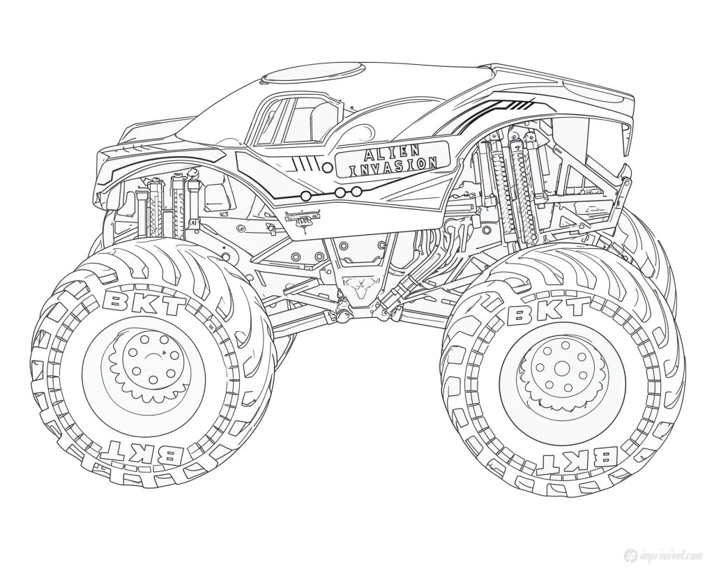 Gambar Monster Jam Alien Invasion untuk diwarnai dan dicetak