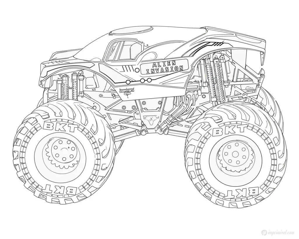Monster Jam Alien Invasion Malvorlage zum Ausdrucken und Ausmalen