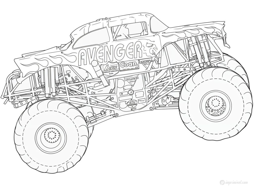 Gambar Monster Jam Avenger untuk diwarnai dan dicetak anak-anak