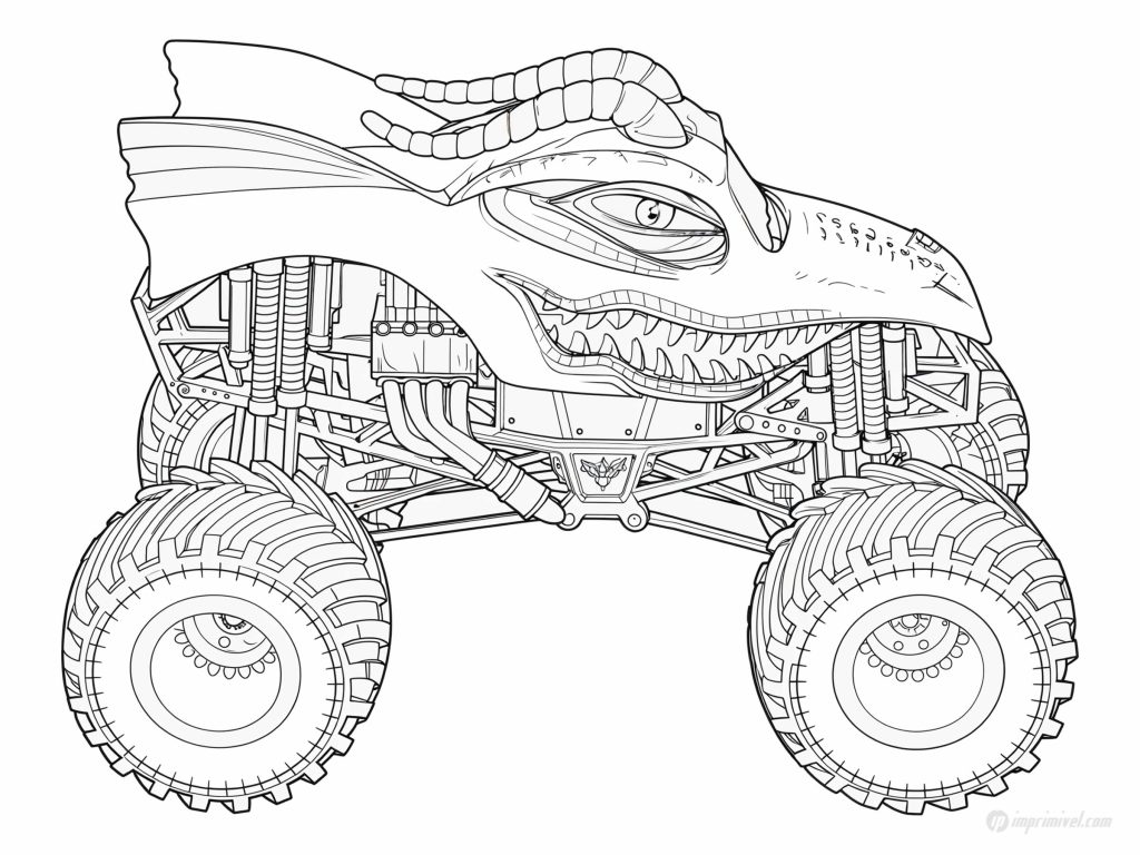 Monster Jam Dragon para colorear e imprimir en alta calidad