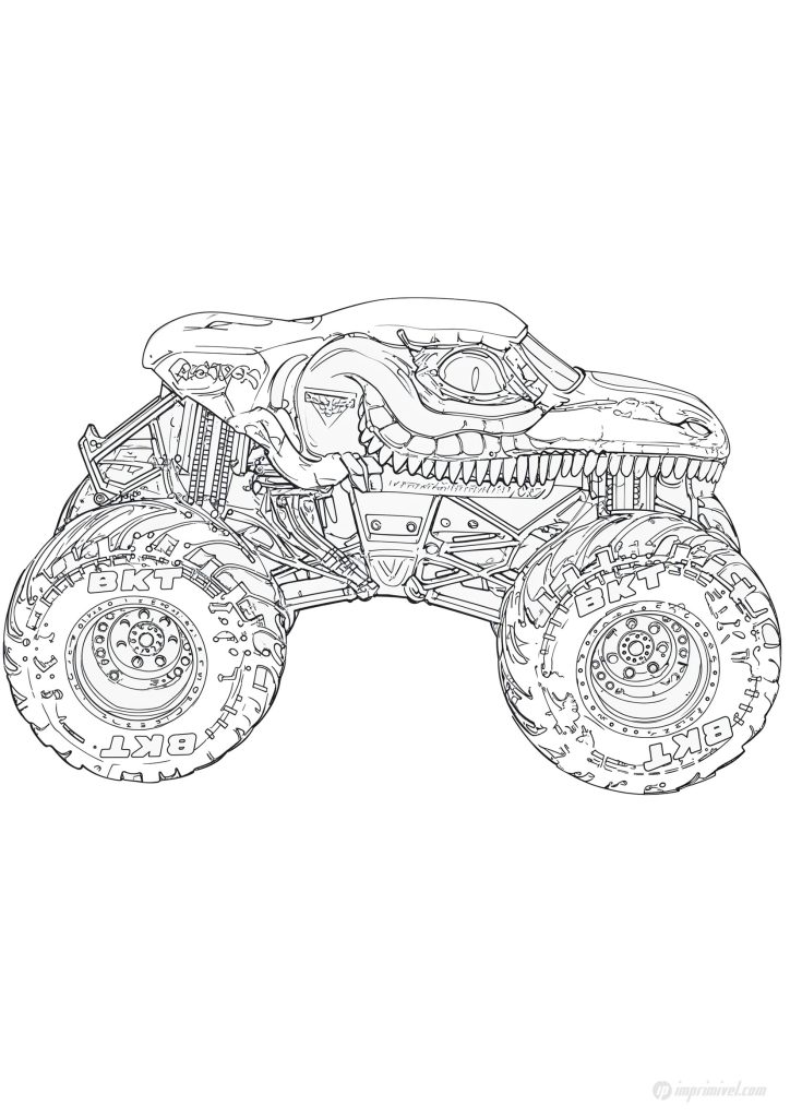 Halaman mewarnai Monster Jam Velociraptor untuk anak-anak
