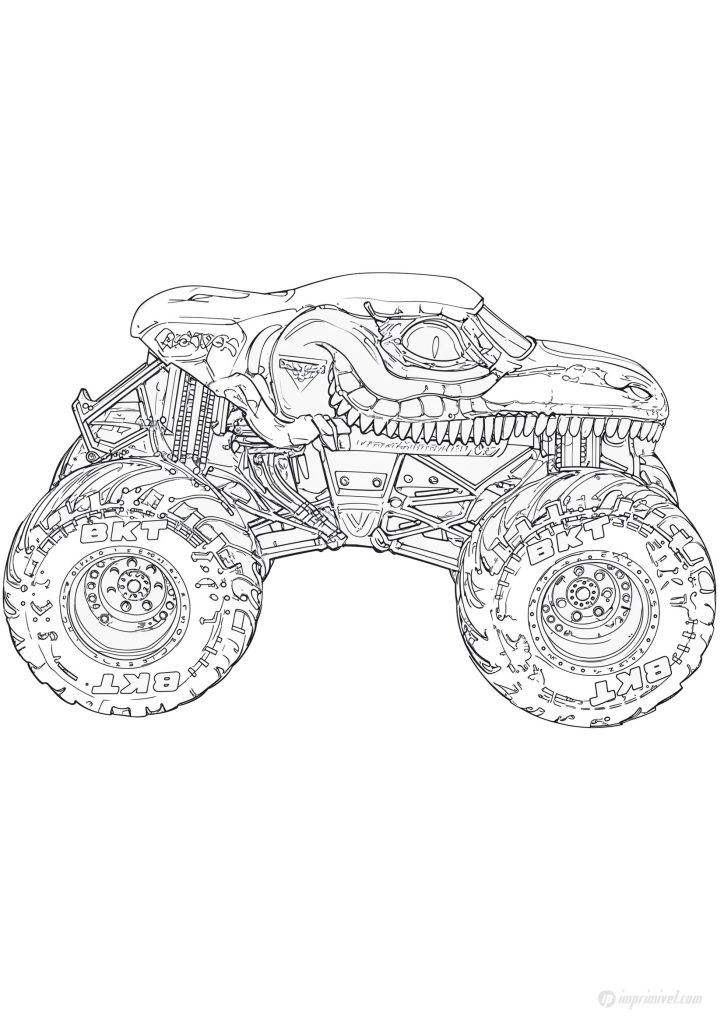 Monster Jam Velociraptor Coloring Page to Print and Paint