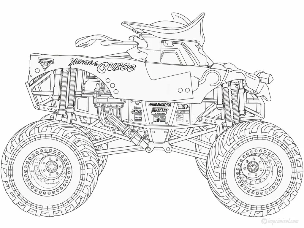 Pirate’s Curse Monster Jam Piraten Monster Truck Ausmalbild für Kinder