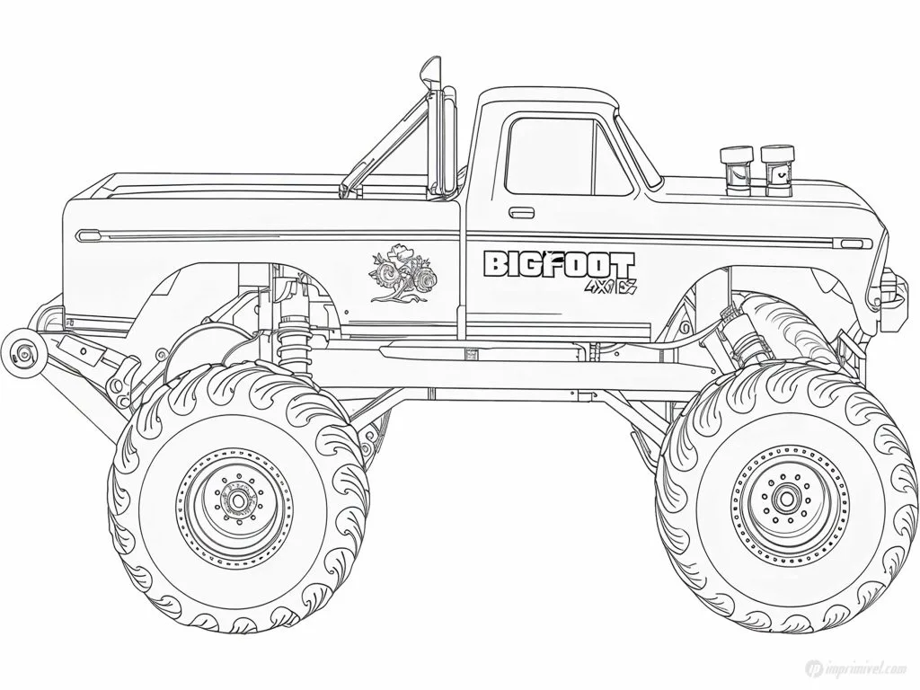 Big Foot monster truck para colorear con ruedas gigantes