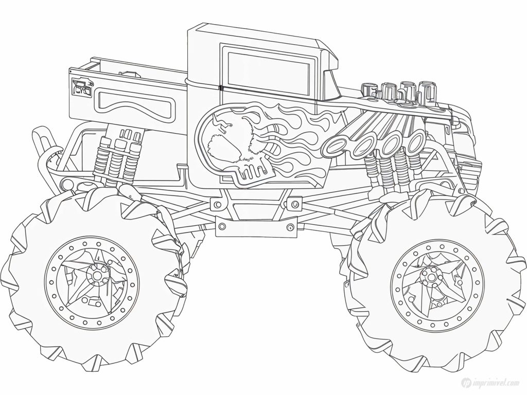 شاحنة Bone Shaker Monster Truck للتلوين بتصميم جمجمة للأطفال