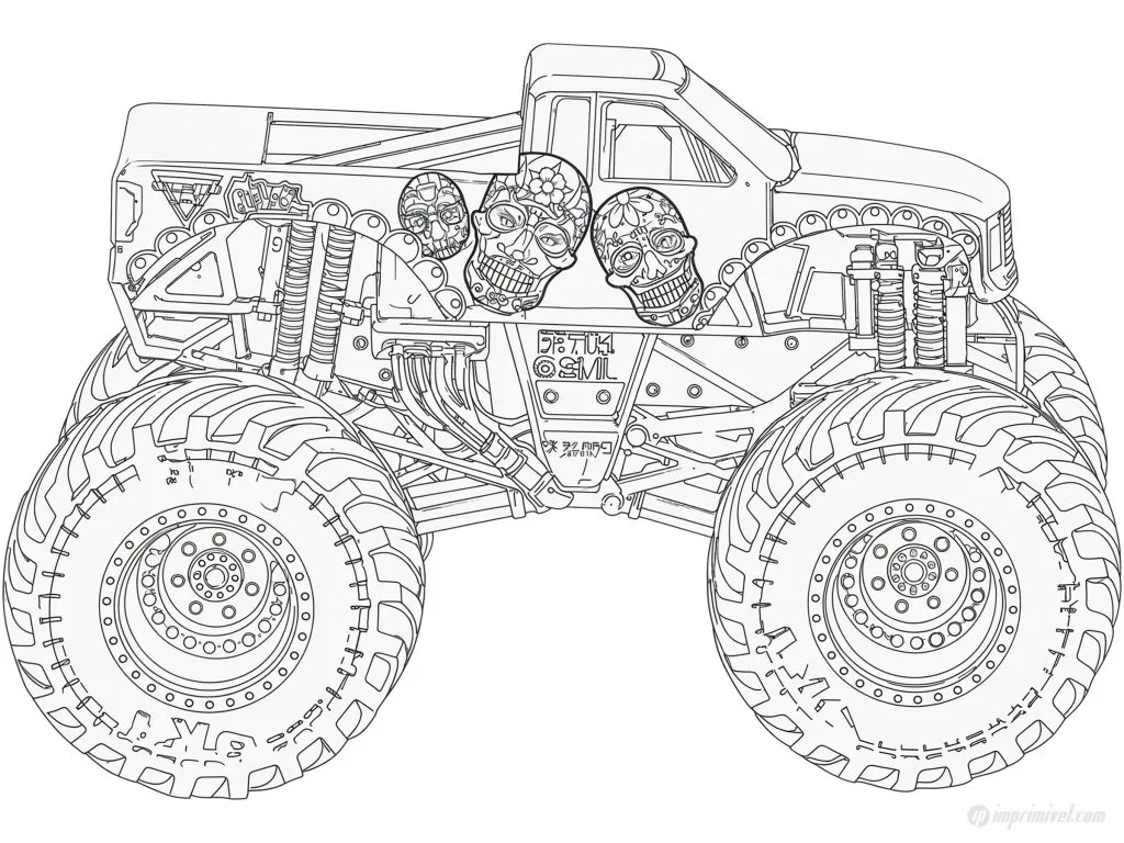 Desenho para colorir Calavera Monster Jam caminhão monstro infantil