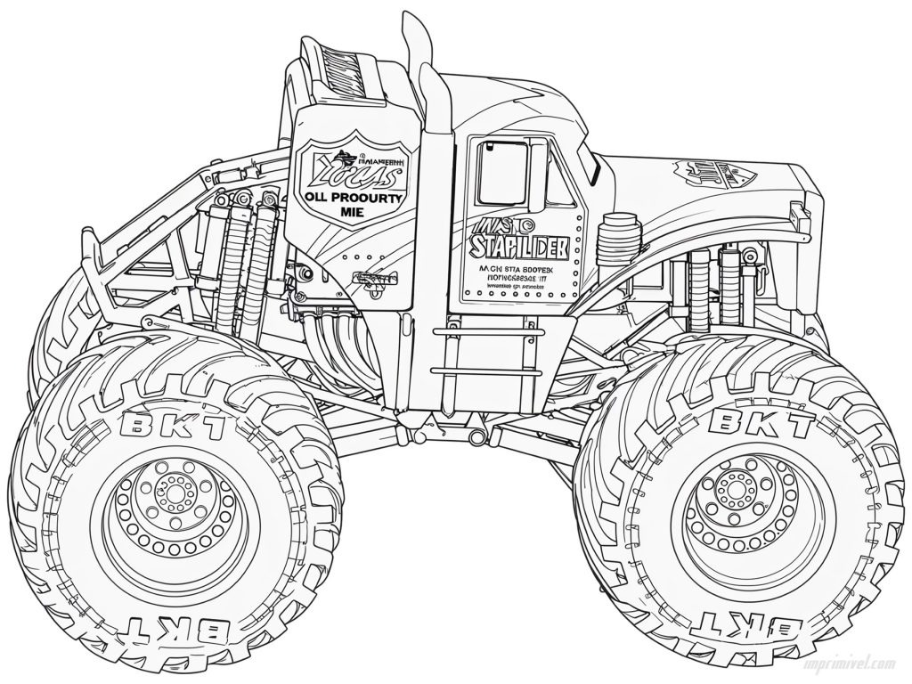 Lucas Stabilizer Monster Jam para colorir e imprimir com caminhão gigante em desenho infantil