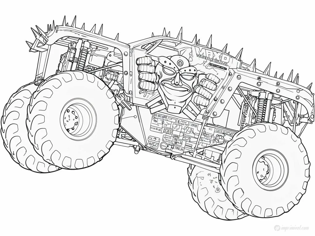 Max-D Monster Jam monster truck coloring page for kids