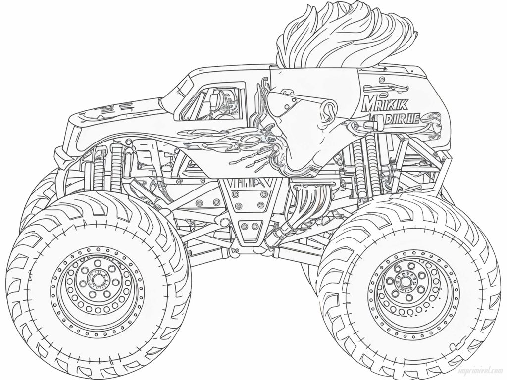 Mohawk Warrior Monster Jam monster truck coloring page for kids
