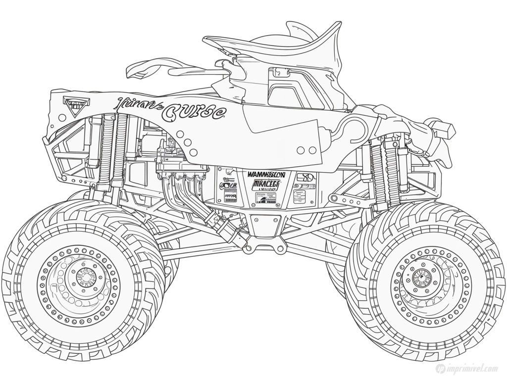 Desenho do Pirate’s Curse Monster Jam caminhão pirata para colorir