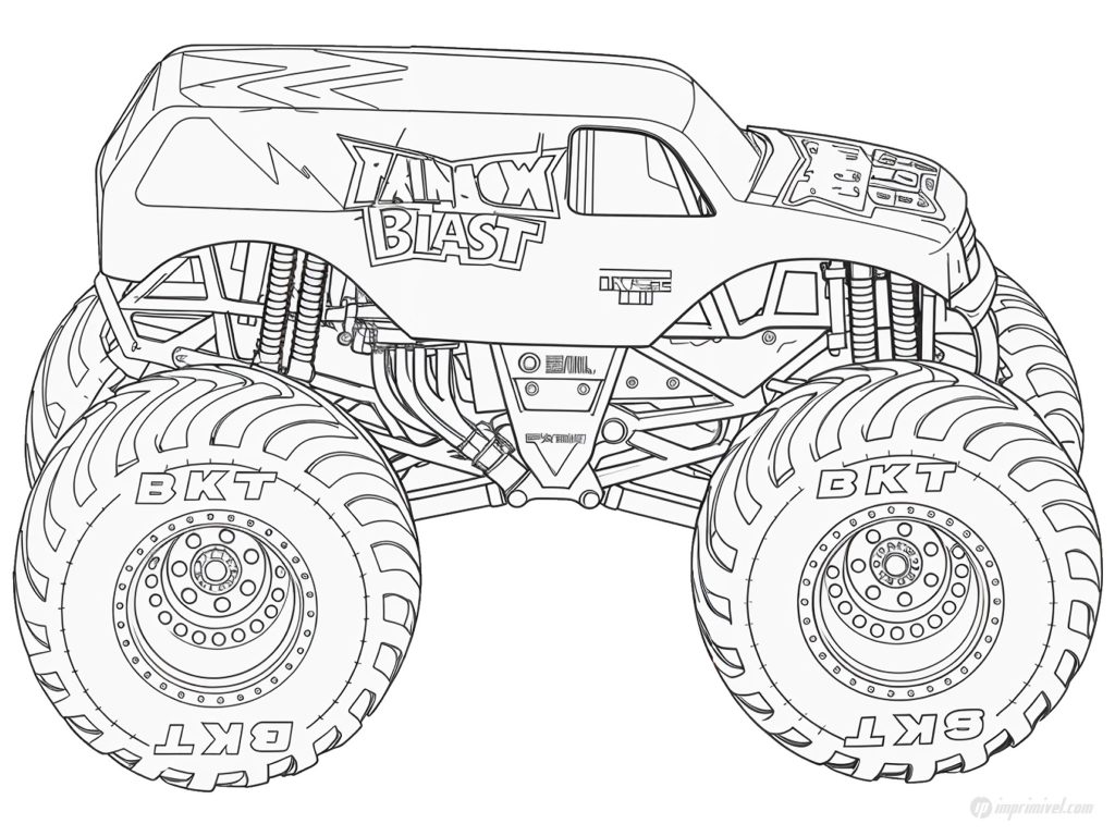 Rainbow Blast Monster Jam monster truck para colorir infantil