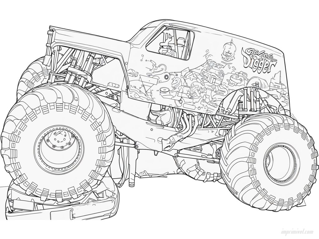 Son Uva Digger Monster Jam Ausmalbild zum Ausdrucken für Kinder