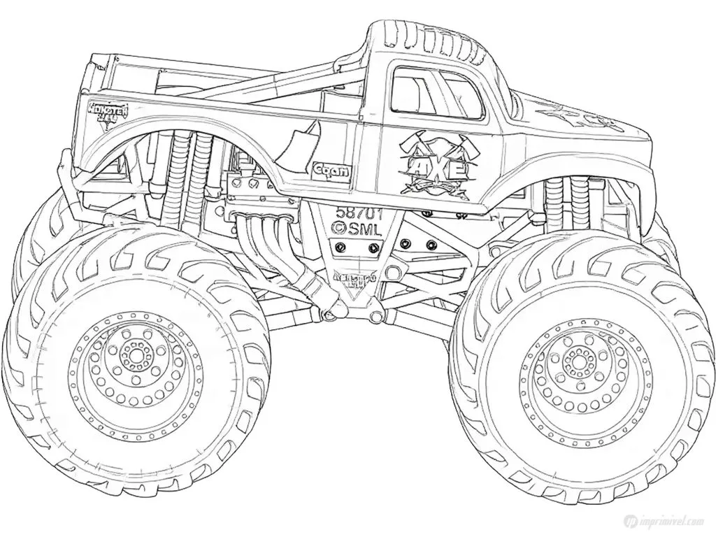 Axe Monster Truck Monster Jam desenho para colorir e imprimir