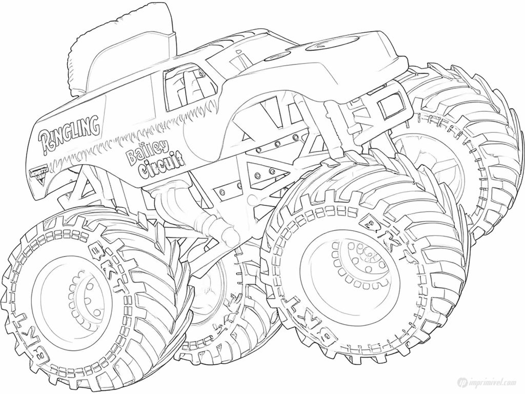 Bailey Circuit Monster Jam monster truck gambar mewarnai untuk dicetak
