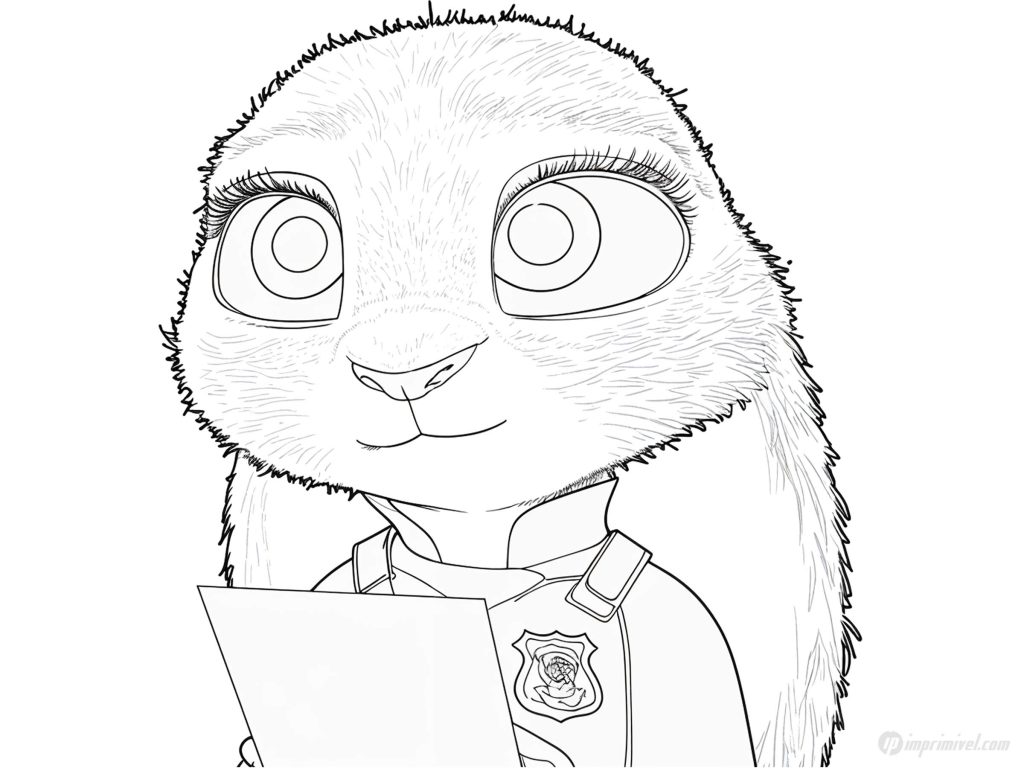 Judy Hopps Ausmalbild zum Drucken aus Zootropolis Disney