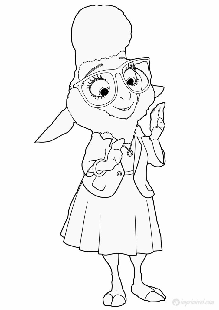 Bellwether Zootopia रंग भरने वाला पेज प्रिंट के लिए