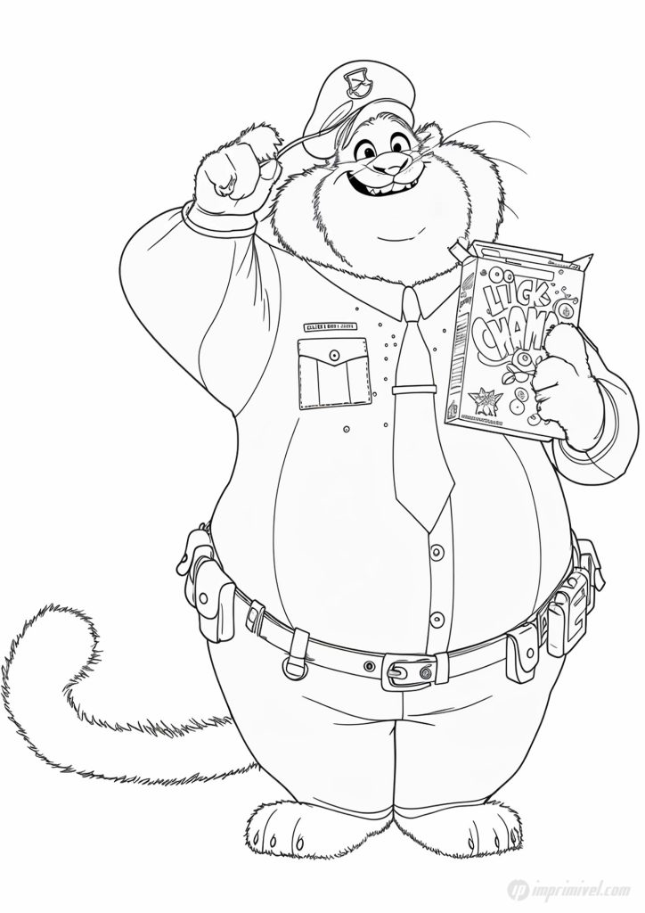 Officer Clawhauser coloring page Zootopia printable coloring drawing for kids