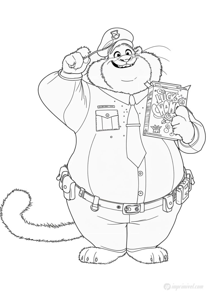 Garra Mansa Zootopia para colorir desenho infantil para imprimir