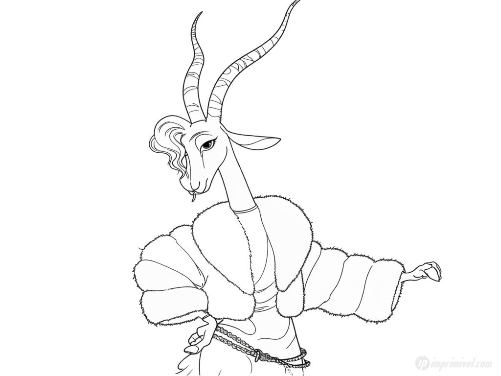 Gazelle para colorir personagem Disney Zootopia estrela pop desenho infantil para imprimir e pintar
