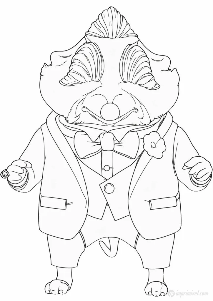 Mr Big Zootopia رسم للتلوين قابل للطباعة شخصية ديزني للأطفال بشكل مفصل
