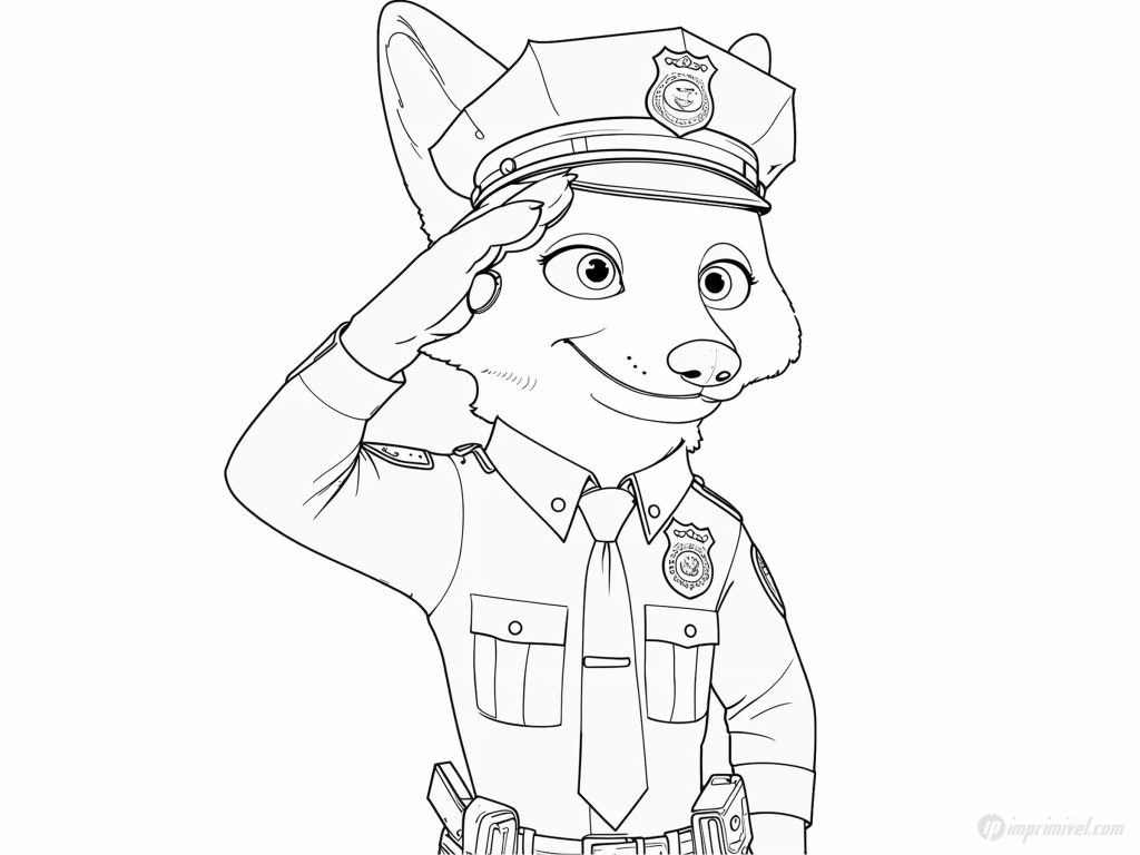 Nick Wilde coloring page printable Disney Zootopia fox character