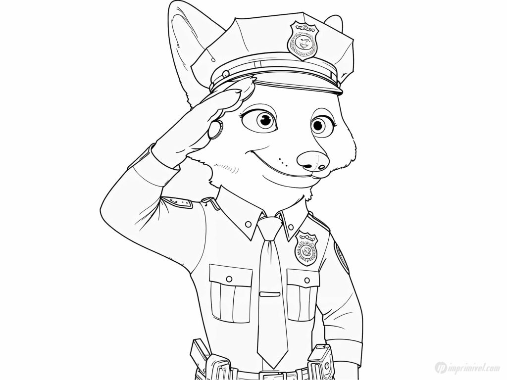Nick Wilde Zootopia रंग भरने का पेज बच्चों के लिए