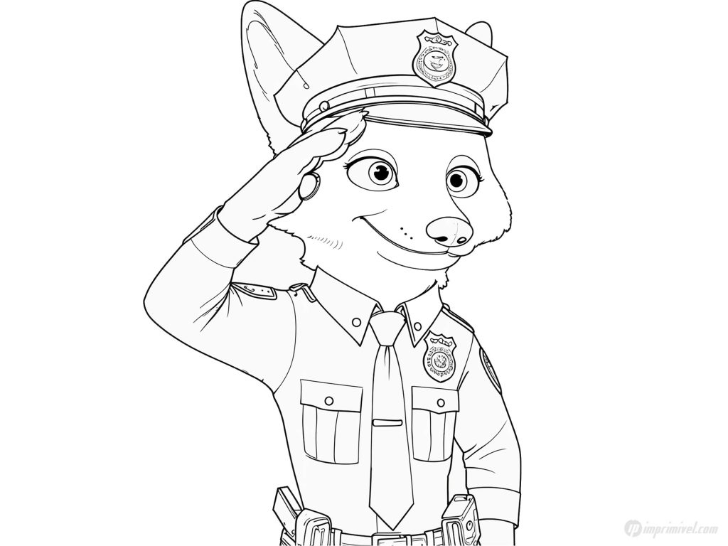 Nick Wilde à colorier personnage Disney Zootopie à imprimer