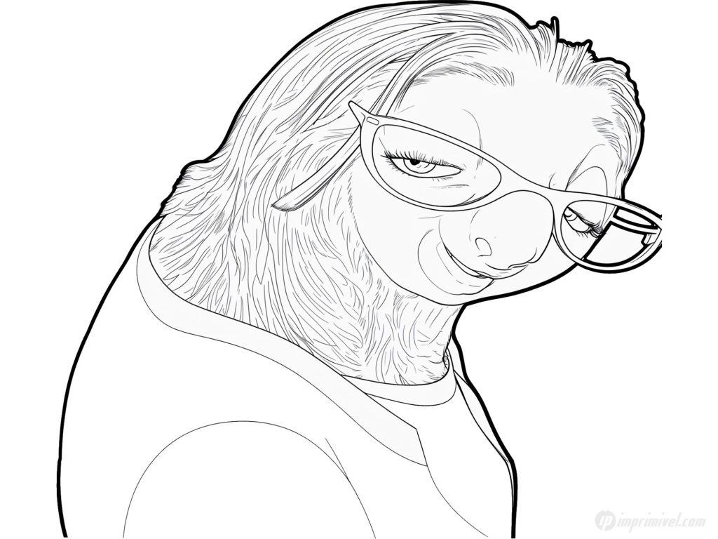 Preguicila Zootopia para colorir desenho da preguiça Priscilla de Zootopia para imprimir e pintar