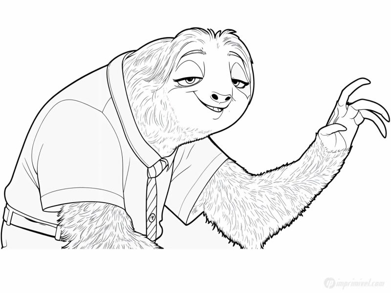 Flash Zootopia 树懒涂色页 可打印涂色
