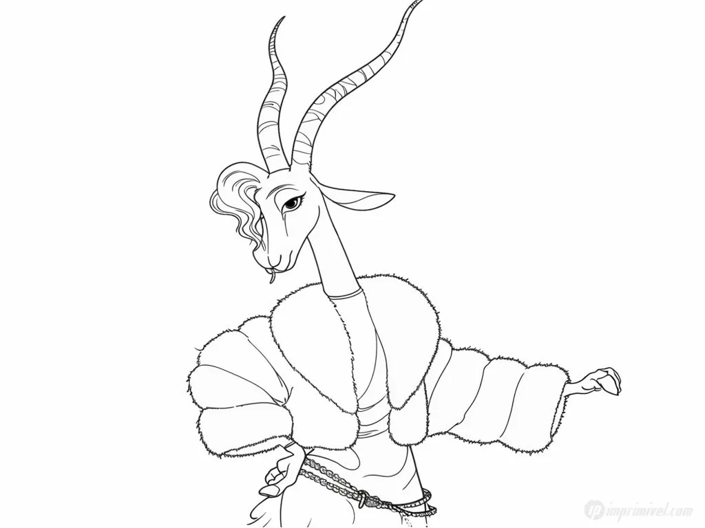 غزال Gazelle من Zootopia رسمة للتلوين والطباعة للأطفال