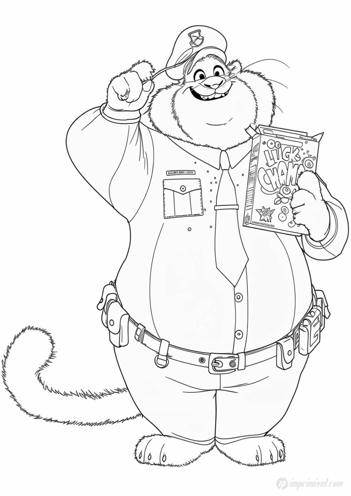 صفحة تلوين كلاوهاوزر Clawhauser من Zootopia للأطفال