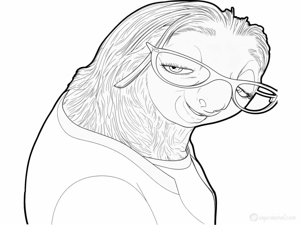 بريسيلا Priscilla من Zootopia صفحة تلوين للكسلان قابلة للطباعة للأطفال