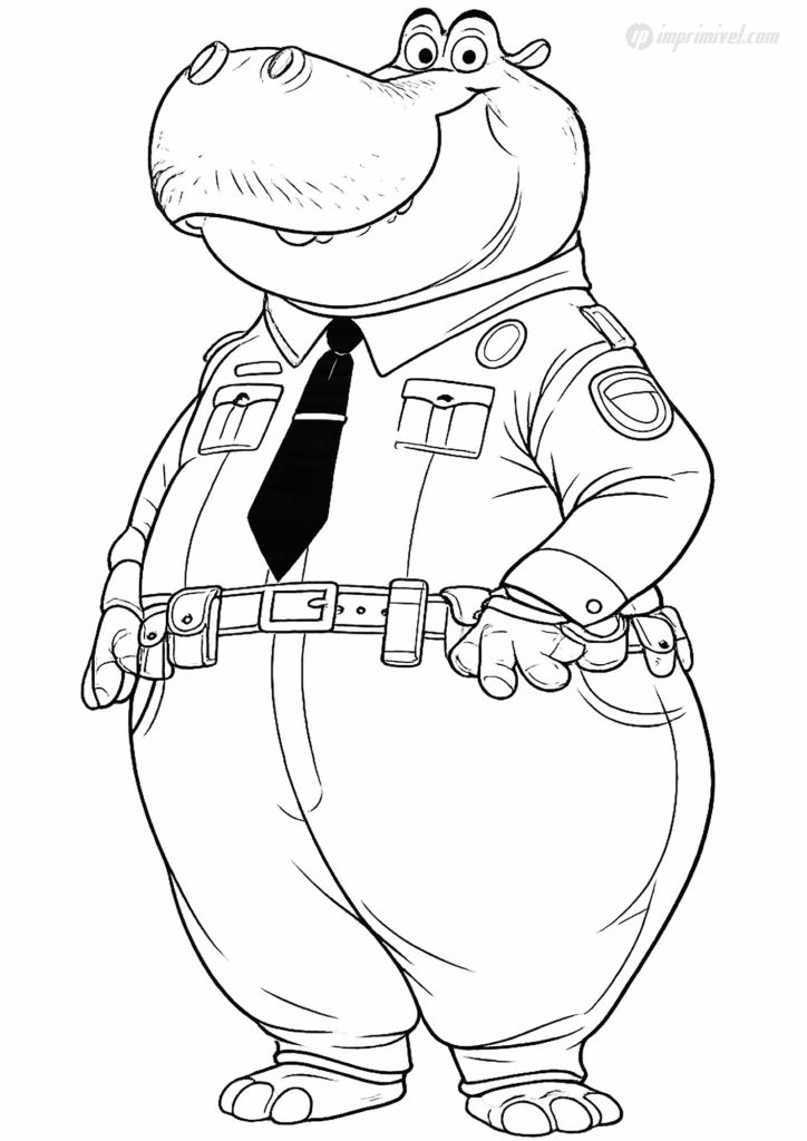 Higgins 河马涂色画 Zootopia hippo coloring page printable