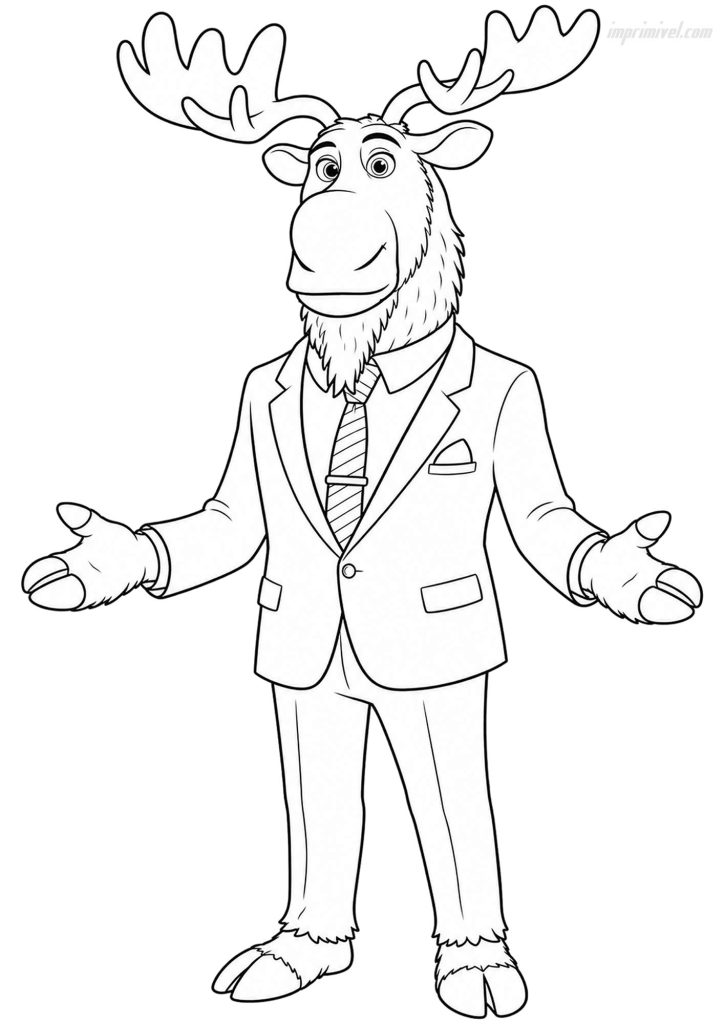 Peter Moosebridge coloring page from Zootopia reporting live at the ZNN newsroom