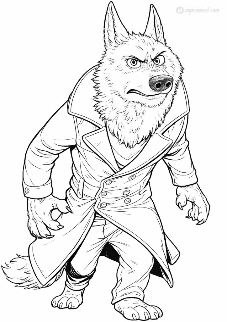 Muzzled Wolf раскраска волк Зверополис Zootopia wolf coloring page printable