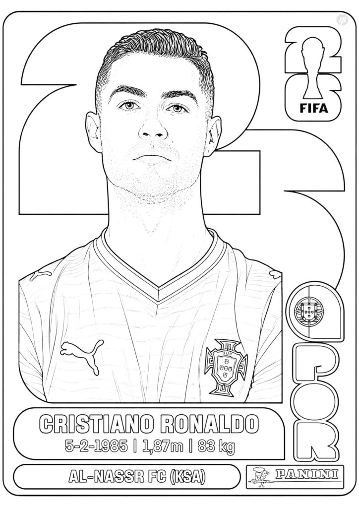 Cristiano Ronaldo Sticker Coloring Page