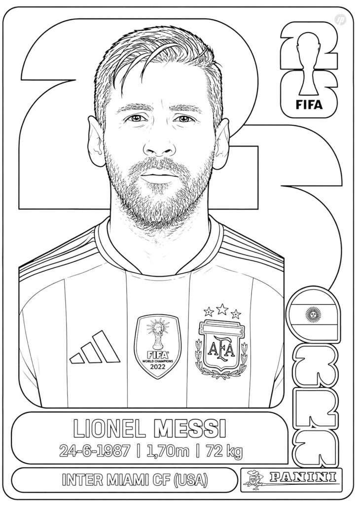 Messi Sticker Coloring Page
