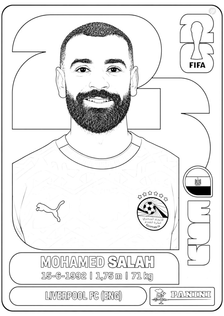 Mohamed Salah World Cup 2026 sticker coloring page