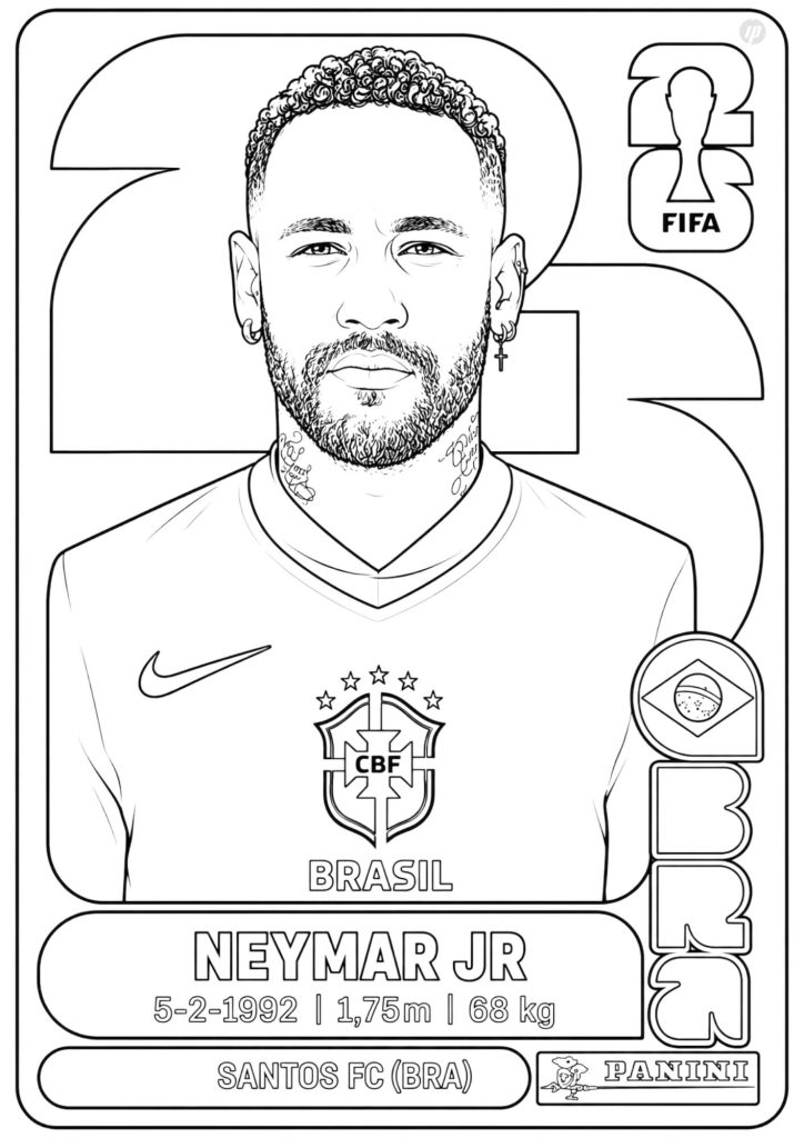 Neymar World Cup Sticker Coloring Page