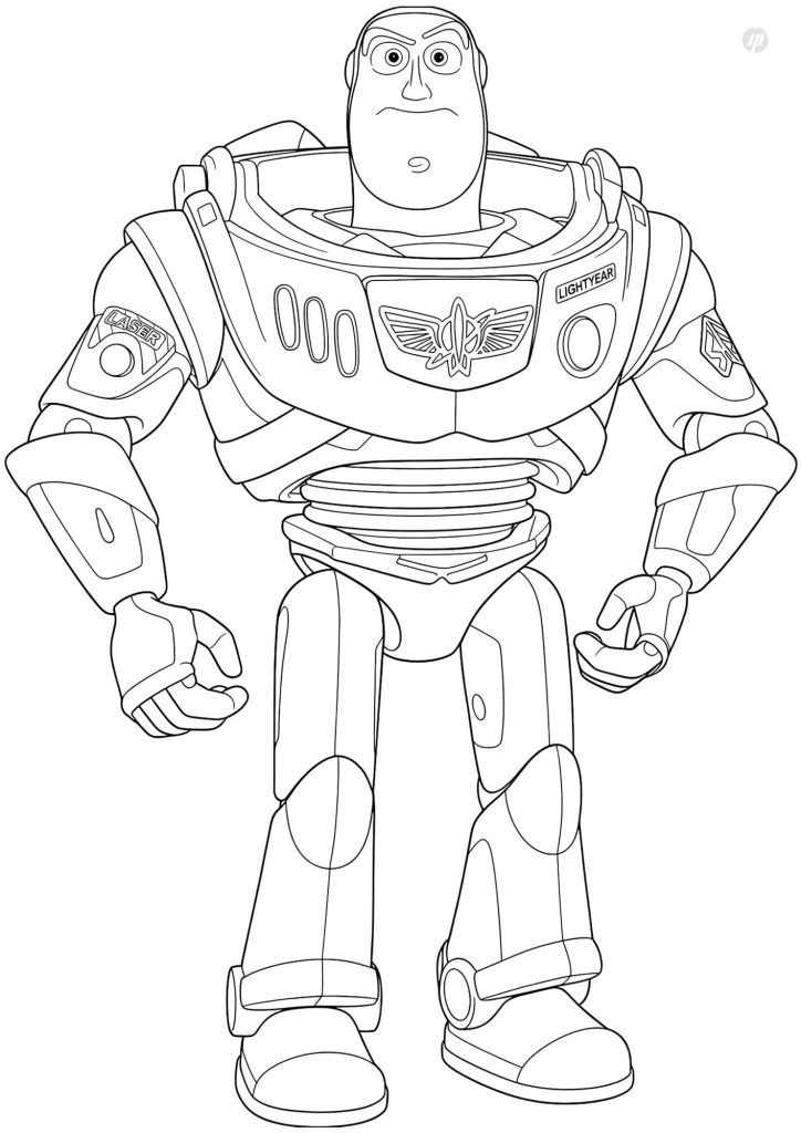 Buzz Lightyear from Toy Story 5 in his Space Ranger suit to color and print