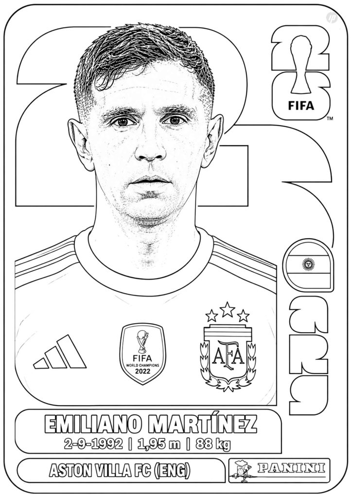 Dibu Martínez sticker coloring page to print