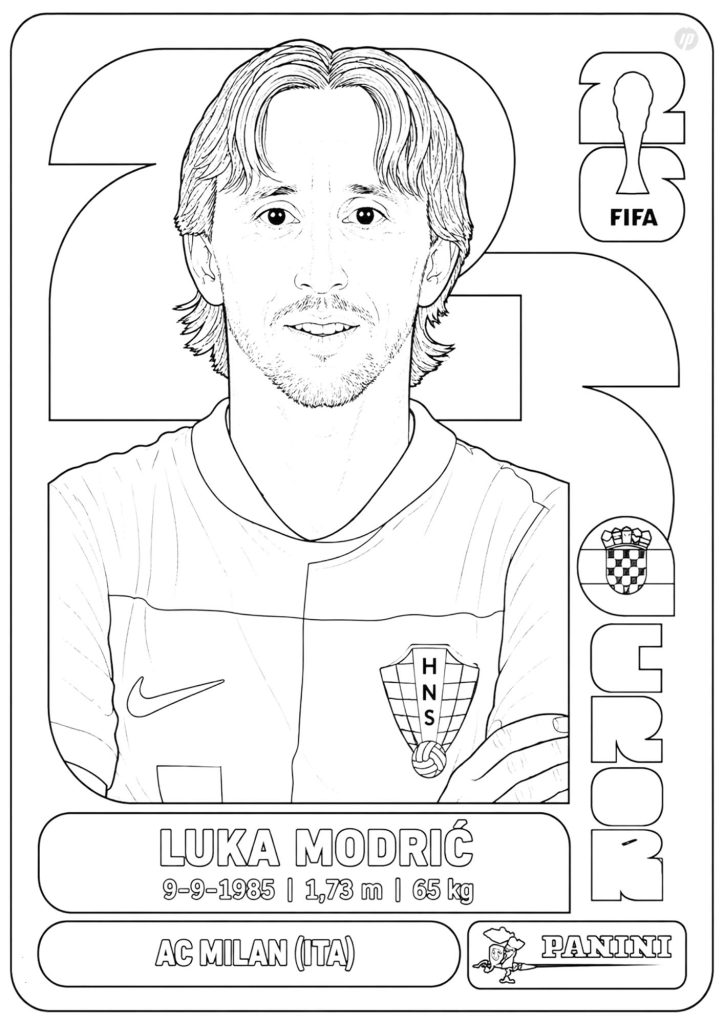 Luka Modric sticker coloring page to print and color