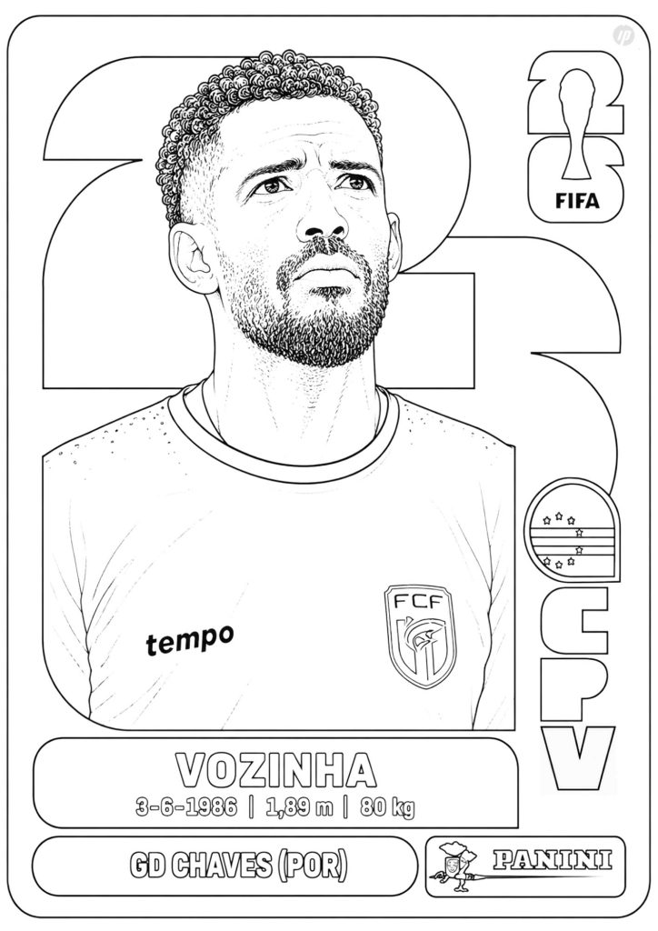 Vozinha Cape Verde goalkeeper sticker coloring page for kids